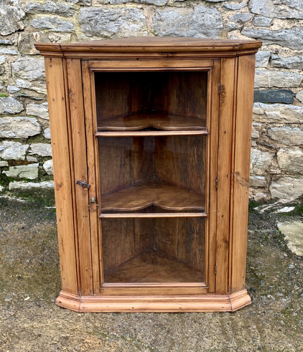 Antique Pine and Elm Hanging Corner Cupboard