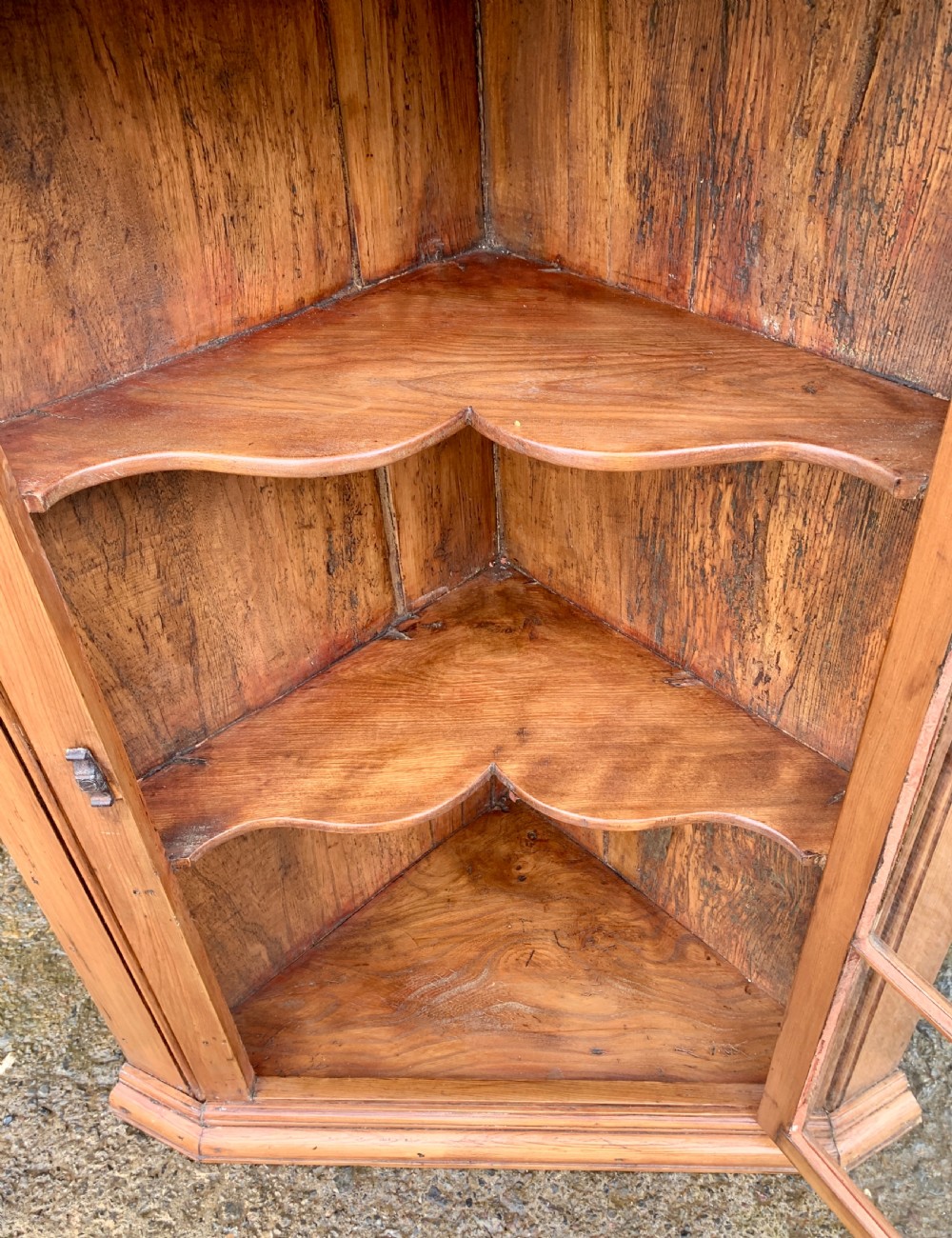 Antique Pine and Elm Hanging Corner Cupboard View VII