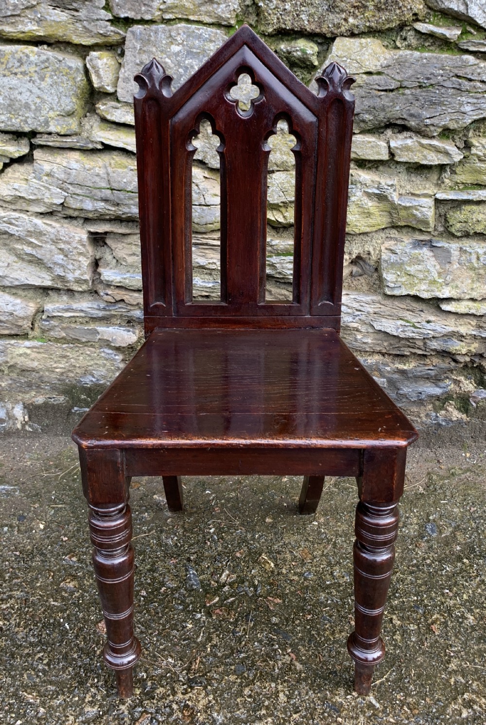 Antique Gothic Oak Hall Chair