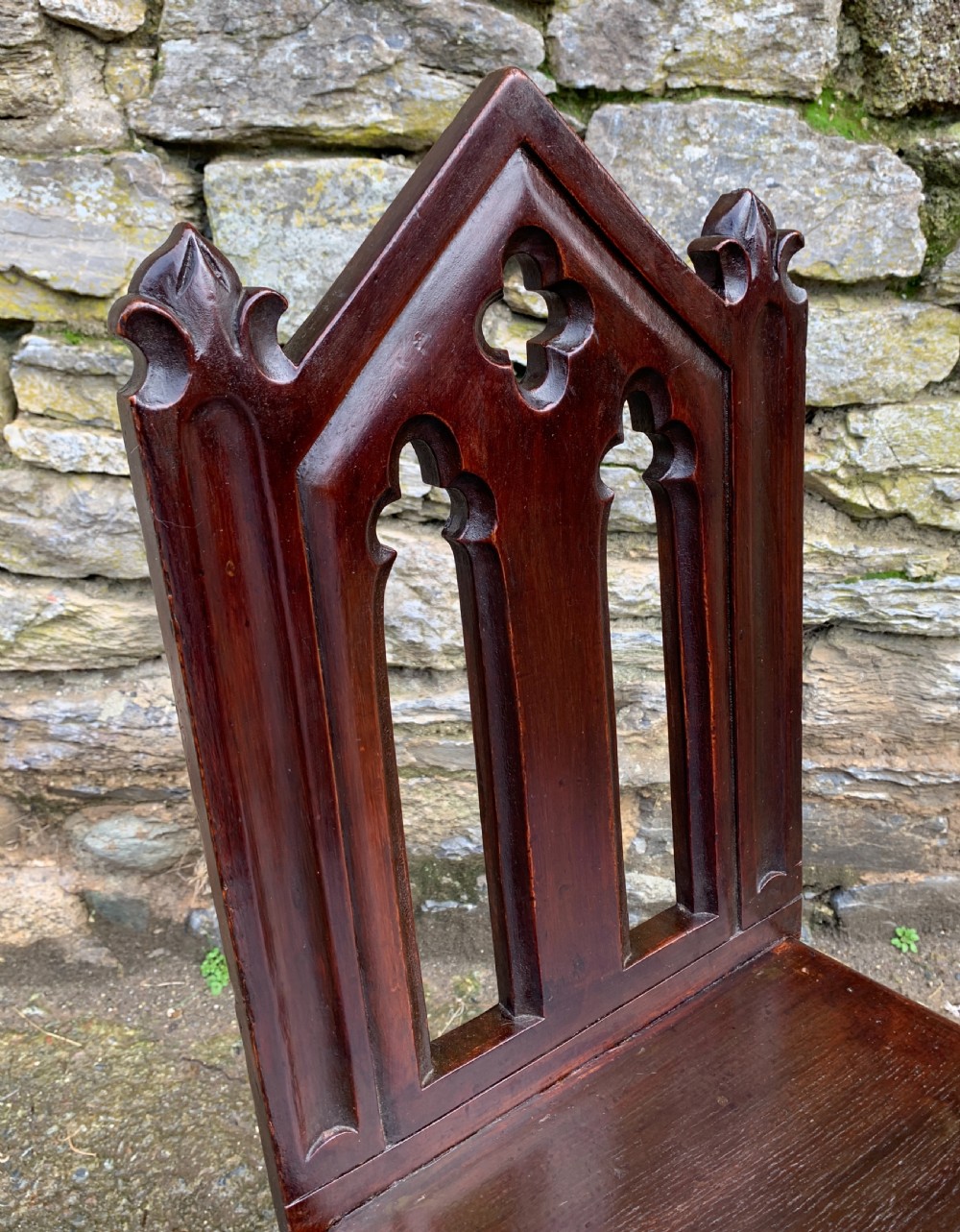 Antique Gothic Oak Hall Chair View VIII