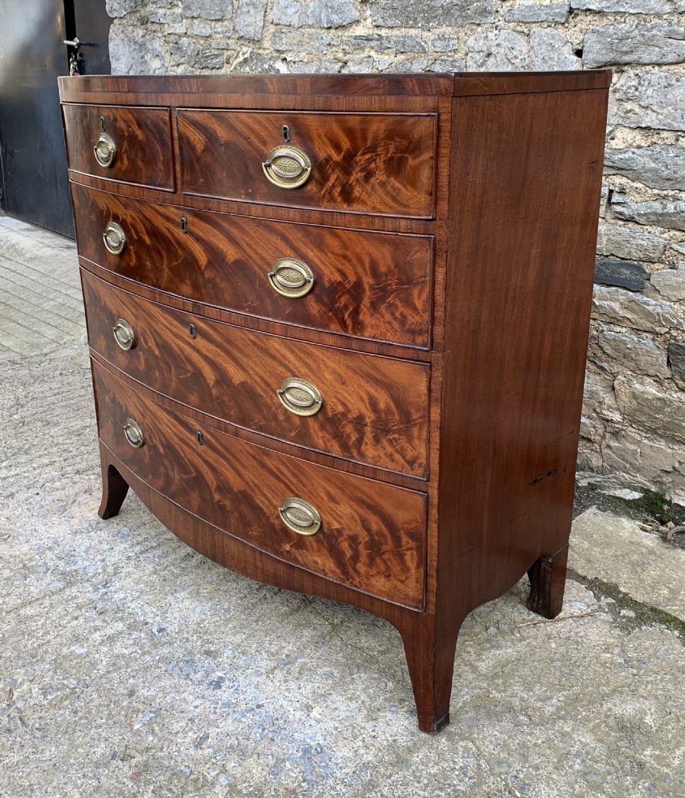 Regency Mahogany Bow Front Chest of Drawers View II