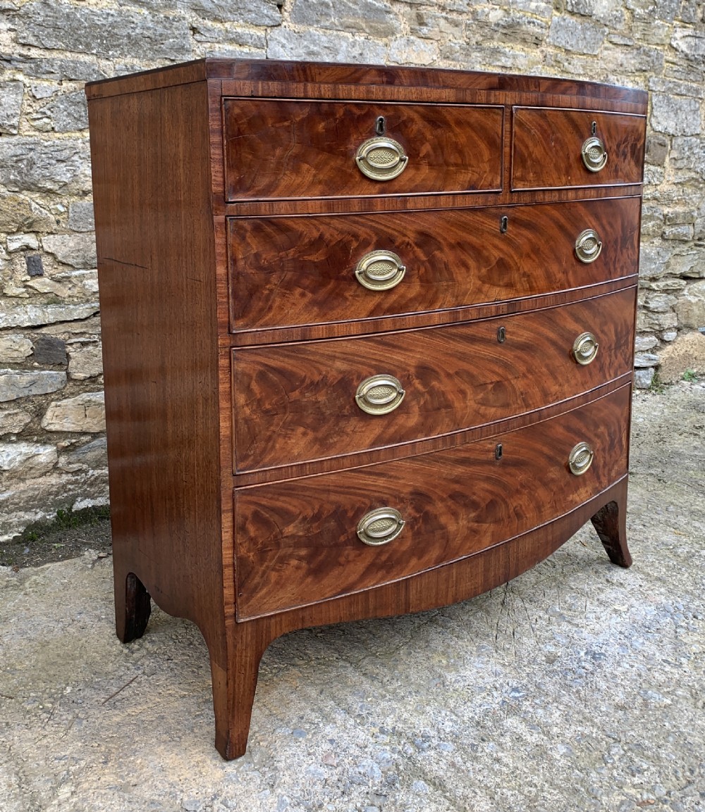 Regency Mahogany Bow Front Chest of Drawers View IV