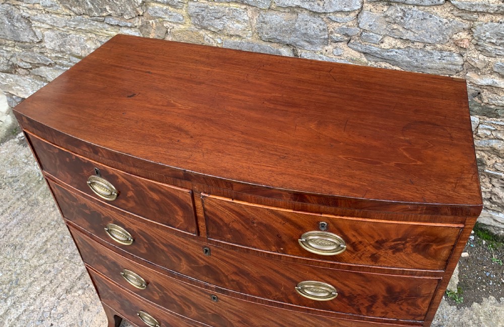 Regency Mahogany Bow Front Chest of Drawers View XII
