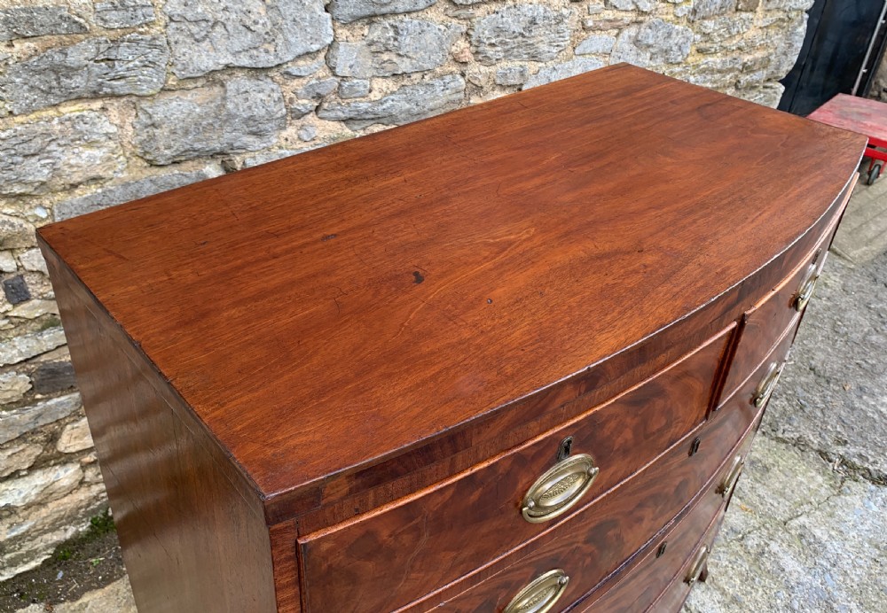 Regency Mahogany Bow Front Chest of Drawers View XV