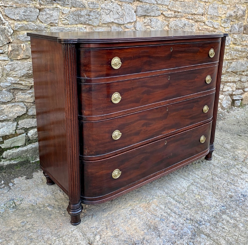 Regency Mahogany Bow Front Chest of Drawers View IX