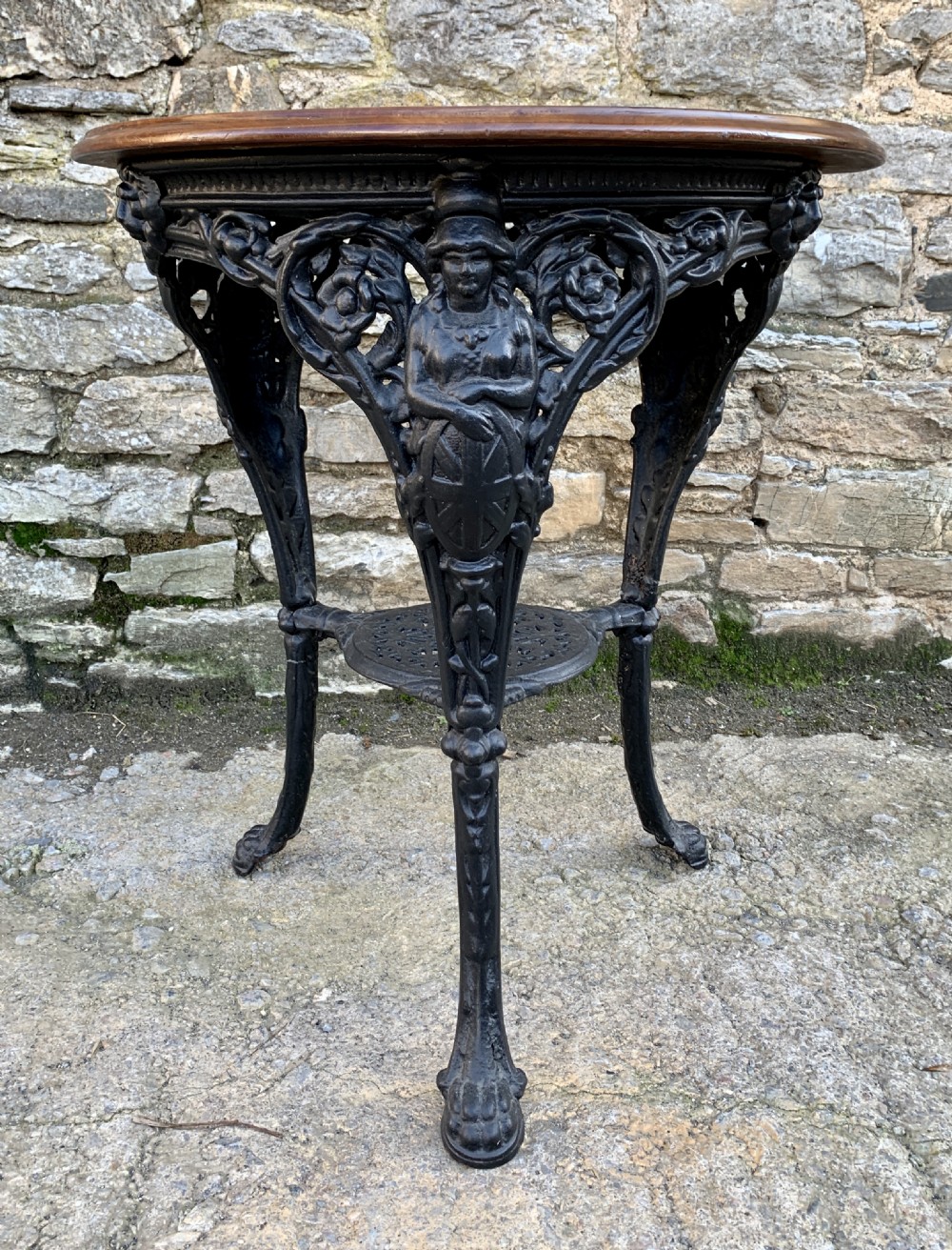 Antique Britannia Cast Iron Pub Table View IX