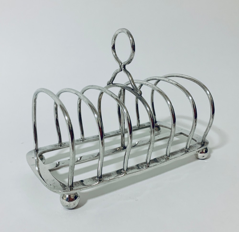 Large Antique Six Division Solid Silver Toast Rack 