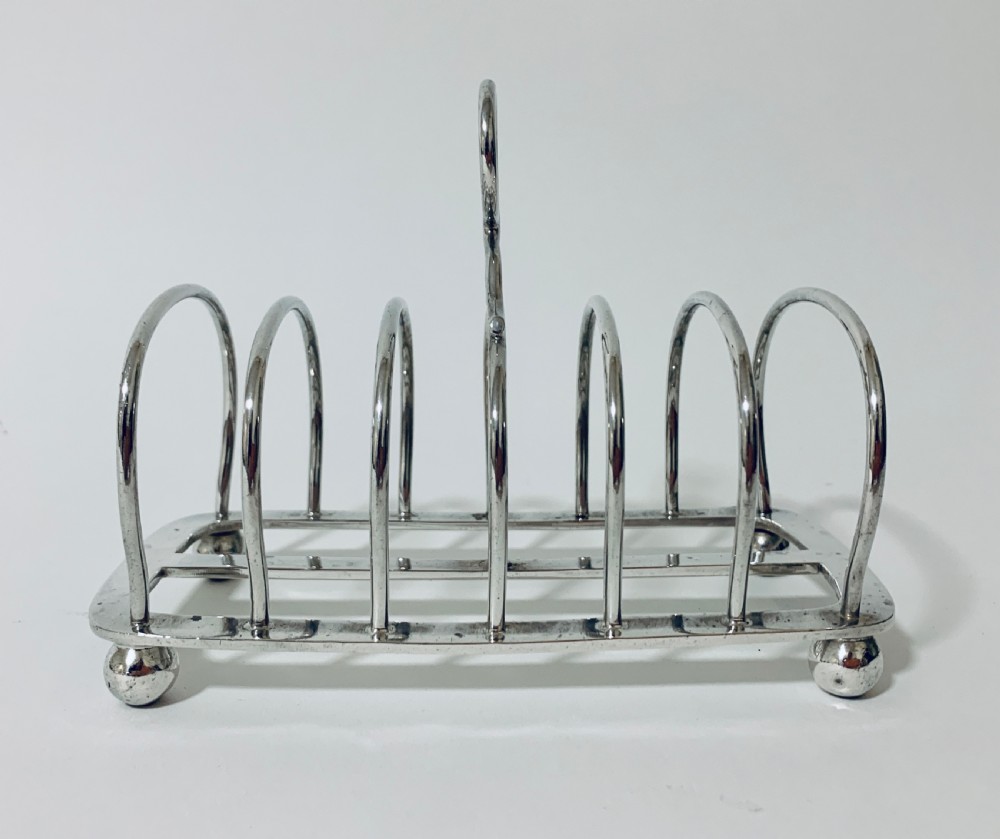 Large Antique Six Division Solid Silver Toast Rack  View II