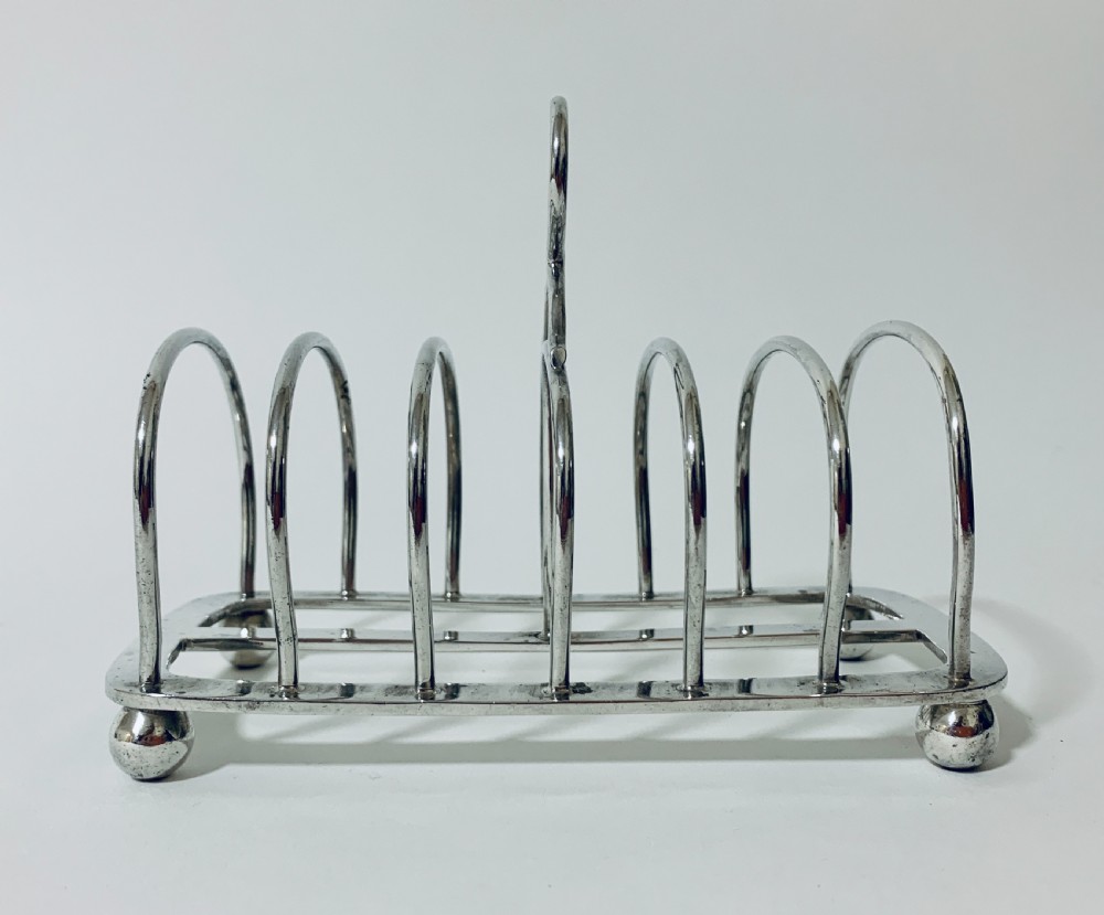 Large Antique Six Division Solid Silver Toast Rack  View VII