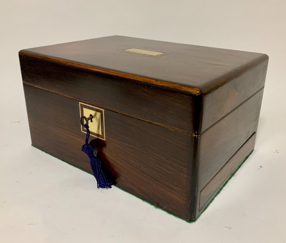 Antique Fitted Rosewood Jewellery Box View X