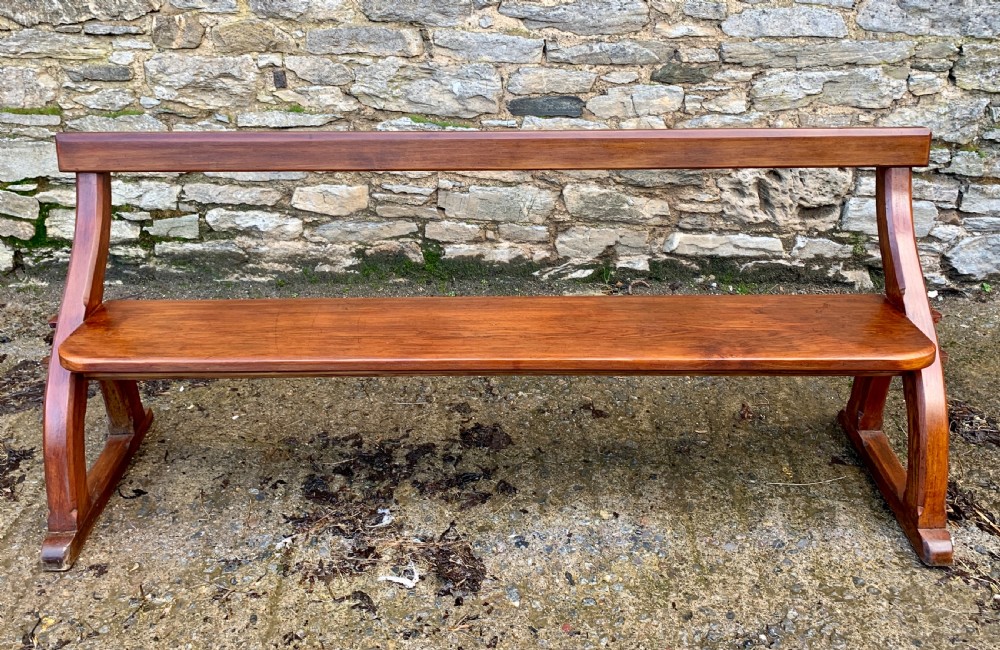 Antique Pitch Pine Gothic Style Church Pew Bench View II