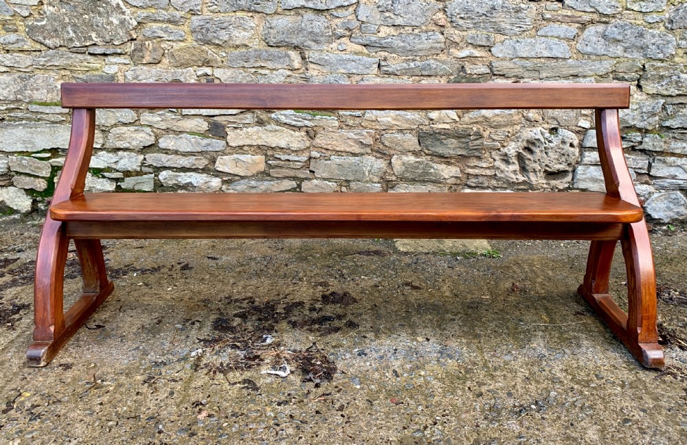 Antique Pitch Pine Gothic Style Church Pew Bench View V