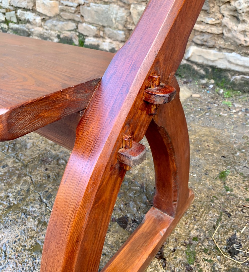 Antique Pitch Pine Gothic Style Church Pew Bench View VIII