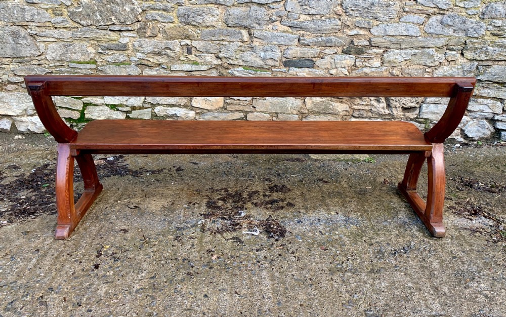 Antique Pitch Pine Gothic Style Church Pew Bench View X