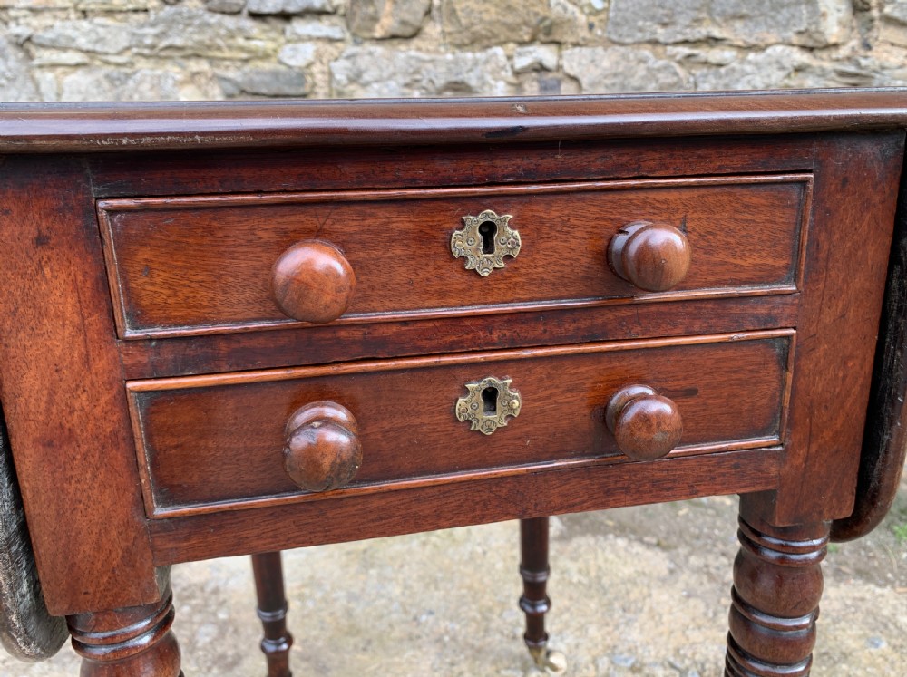 Victorian Mahogany Drop Flap Work Table View IX