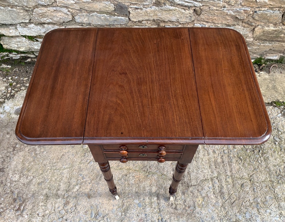 Victorian Mahogany Drop Flap Work Table View XII