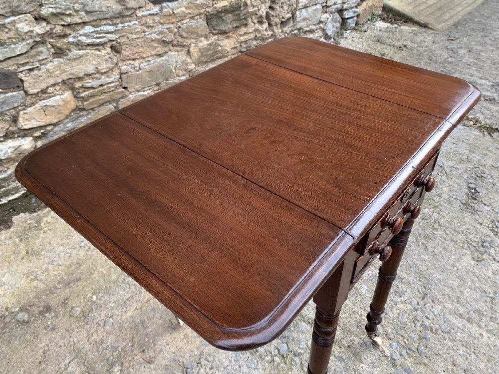 Victorian Mahogany Drop Flap Work Table View XVII