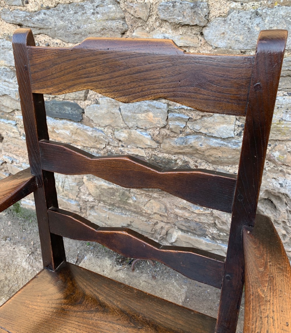 Antique Welsh Oak and Elm Ladderback Chair View IV