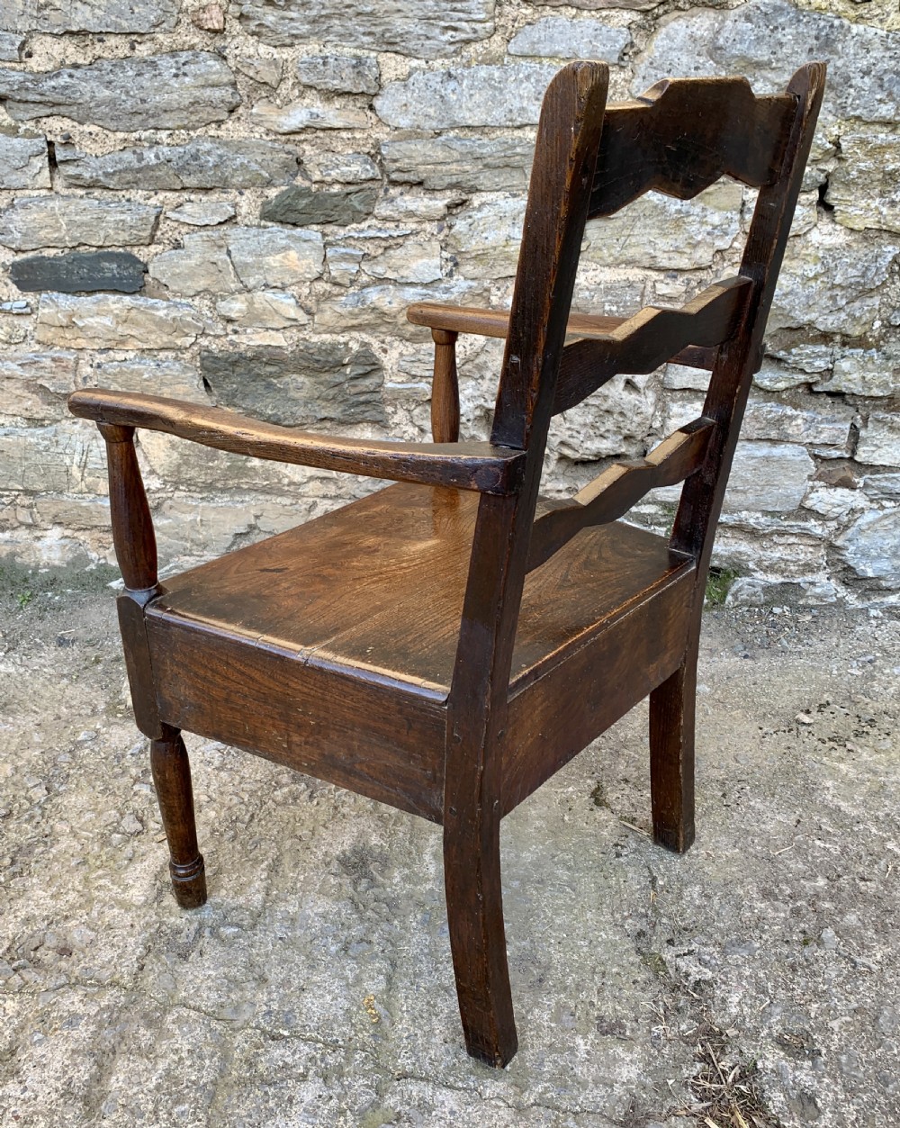 Antique Welsh Oak and Elm Ladderback Chair View VIII