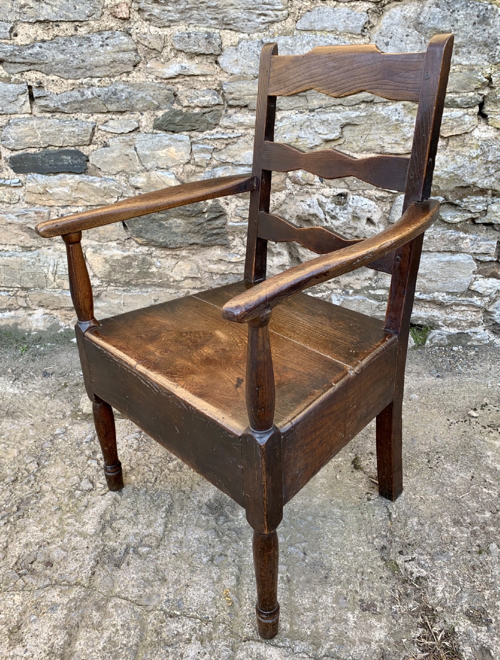 Antique Welsh Oak and Elm Ladderback Chair View XI