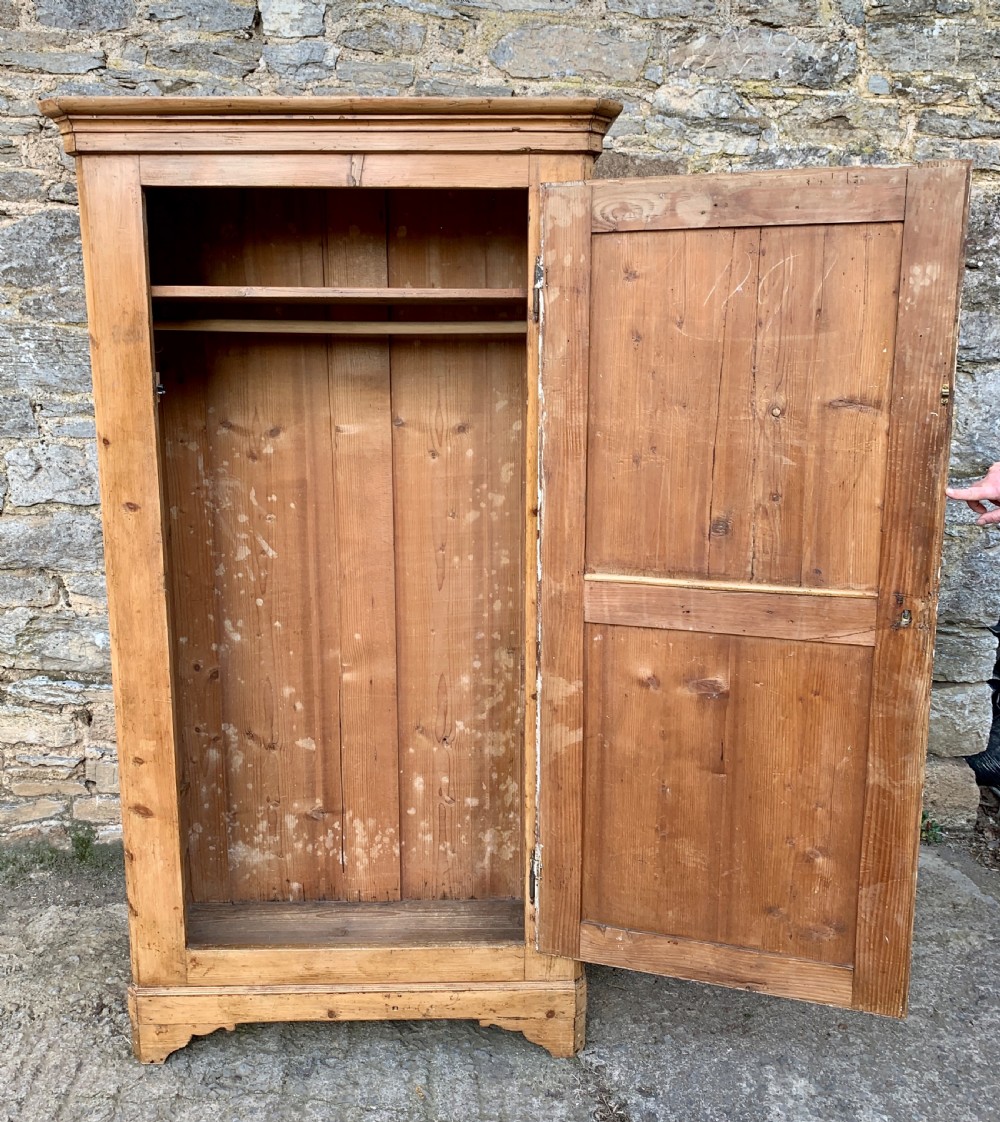 Small Antique Pine Wardrobe View XI