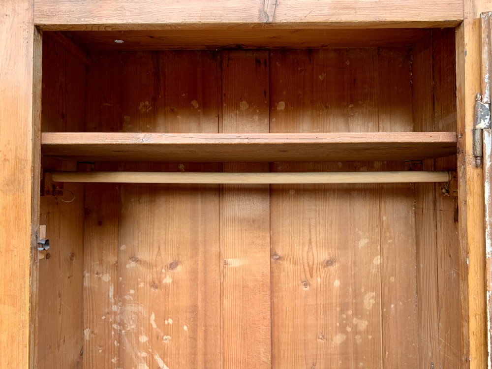 Small Antique Pine Wardrobe View XIV