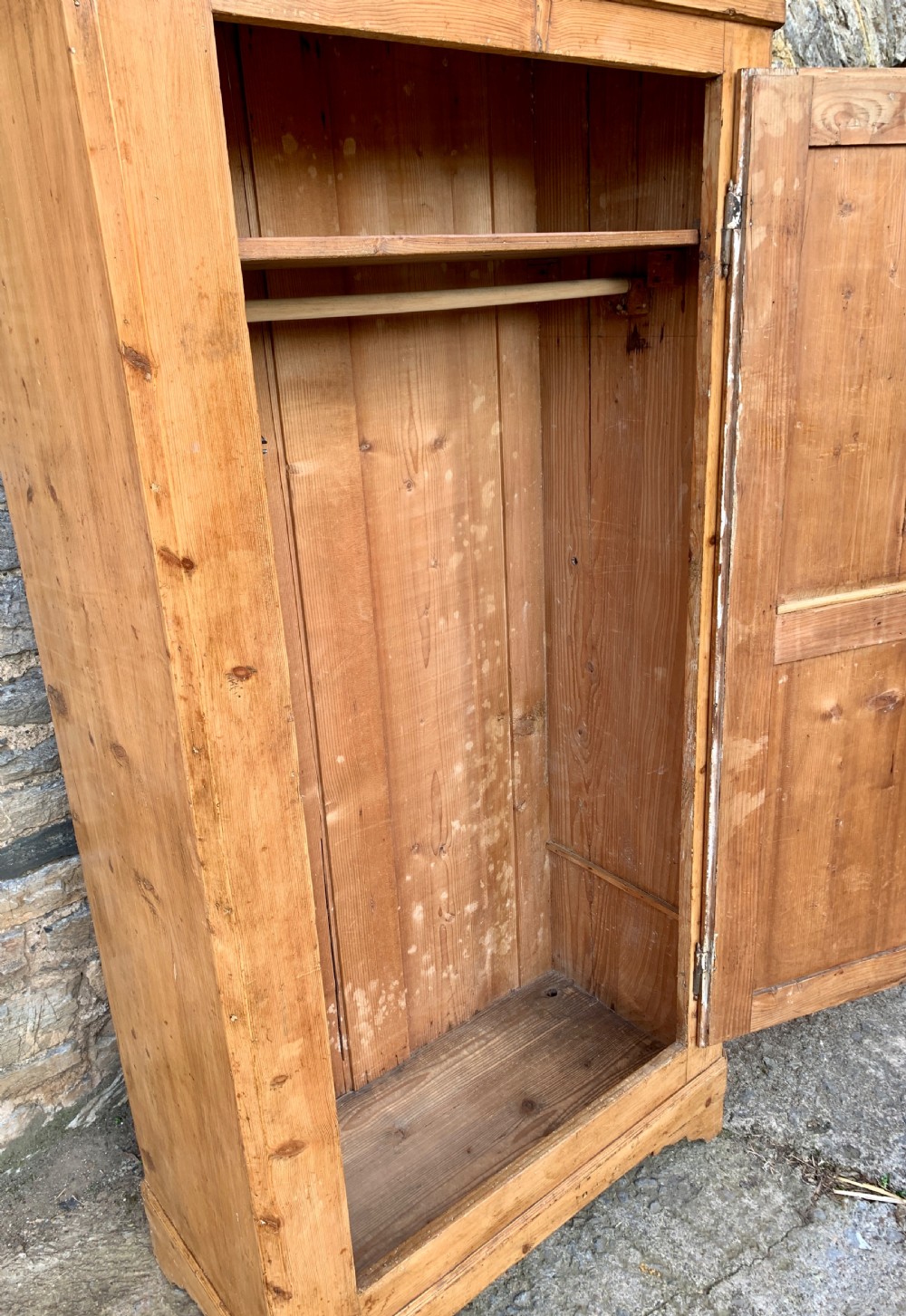 Small Antique Pine Wardrobe View XV