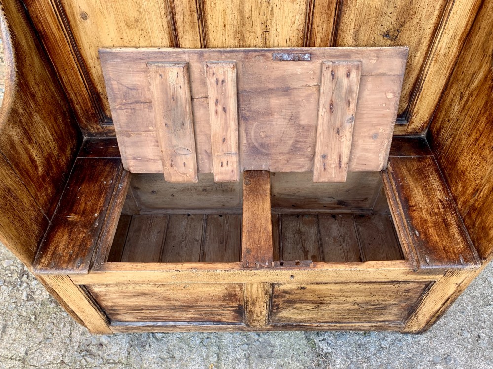 Antique Pine Box Settle View IX