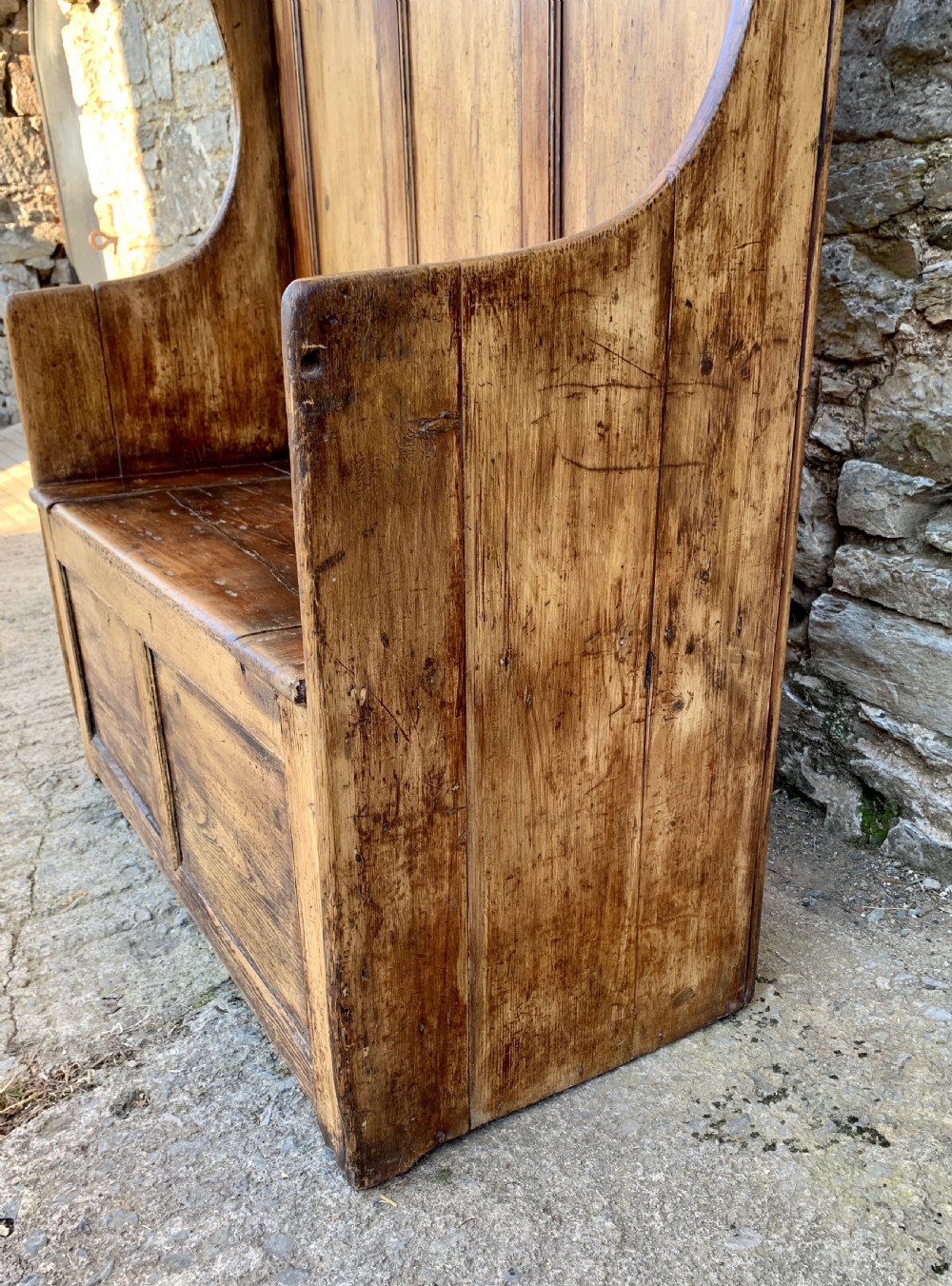 Antique Pine Box Settle View X
