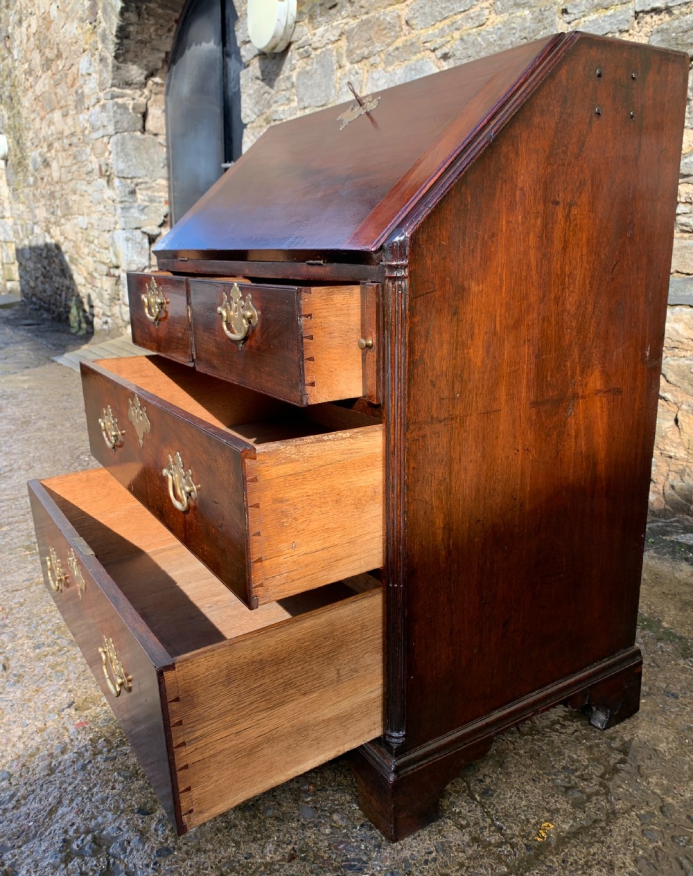 Small Georgian Mahogany Bureau View XVI