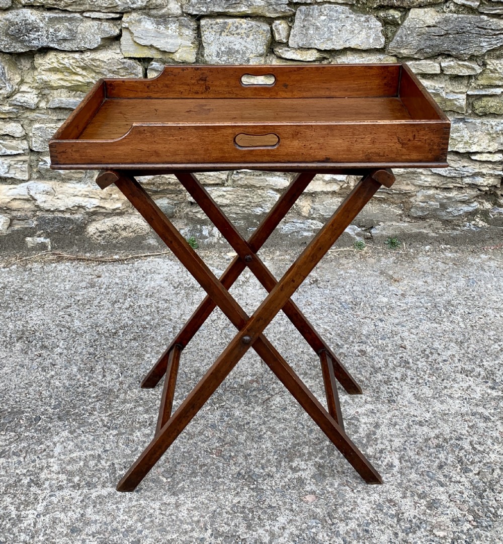 Small Antique Mahogany Butlers Tray on Stand