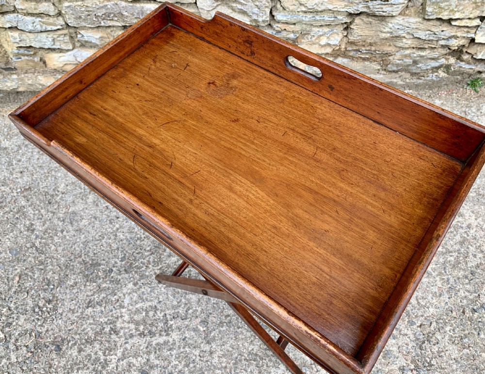 Small Antique Mahogany Butlers Tray on Stand View VI