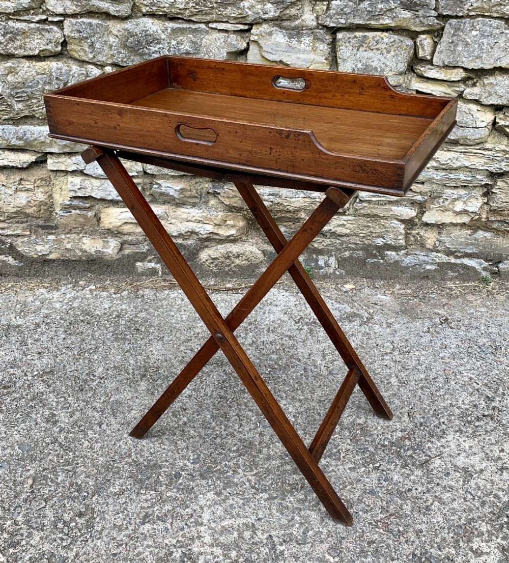 Small Antique Mahogany Butlers Tray on Stand View IX