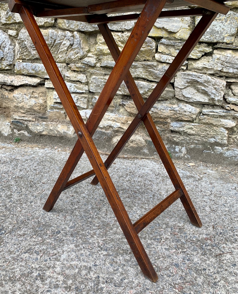 Small Antique Mahogany Butlers Tray on Stand View XII