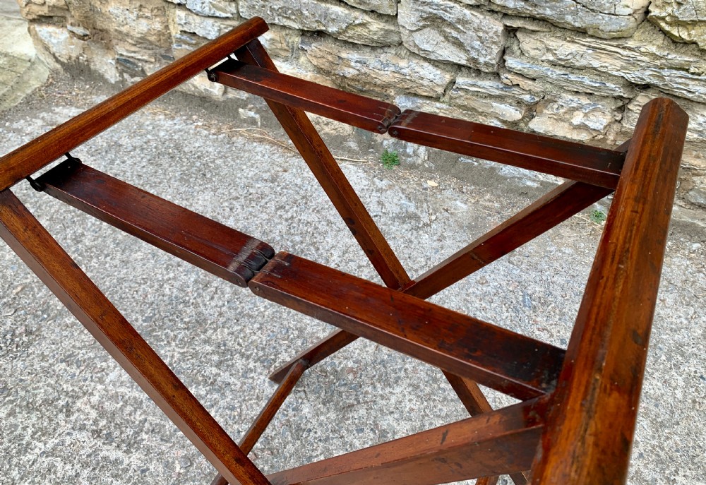 Small Antique Mahogany Butlers Tray on Stand View XV