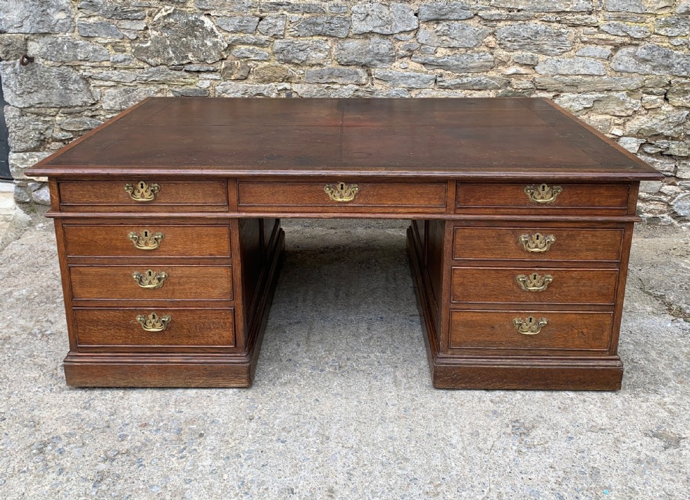Huge Antique Victorian Oak Partners Desk