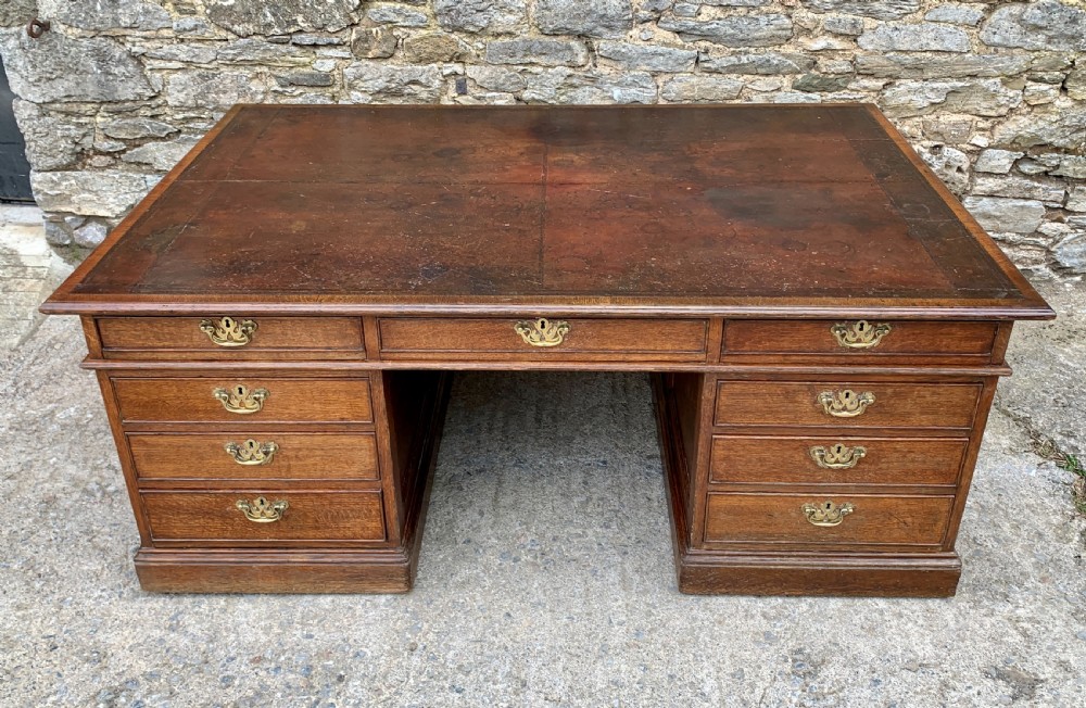 Huge Antique Victorian Oak Partners Desk View II