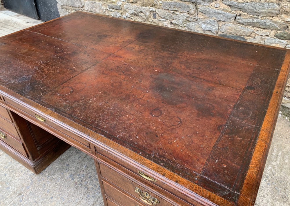 Huge Antique Victorian Oak Partners Desk View III