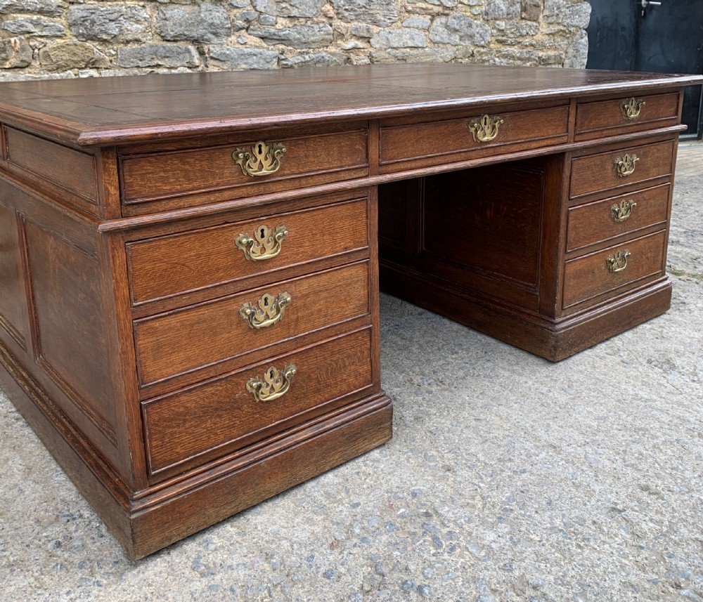 Huge Antique Victorian Oak Partners Desk View V