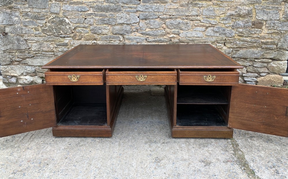 Huge Antique Victorian Oak Partners Desk View VII