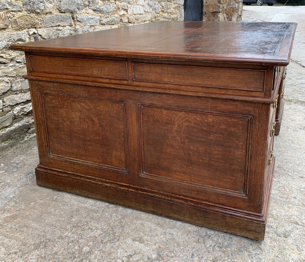 Huge Antique Victorian Oak Partners Desk View VIII