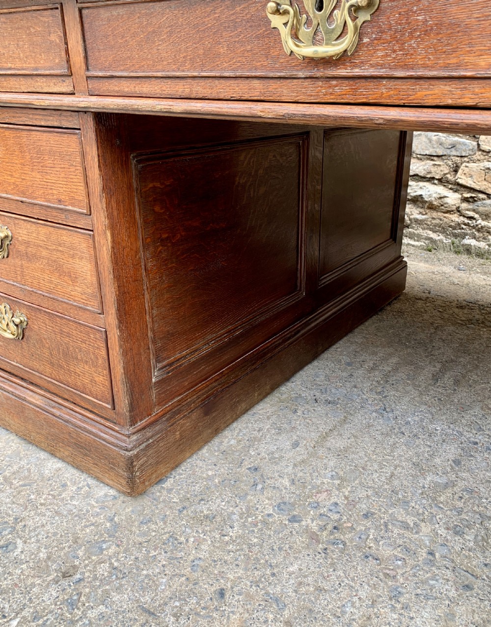 Huge Antique Victorian Oak Partners Desk View XV