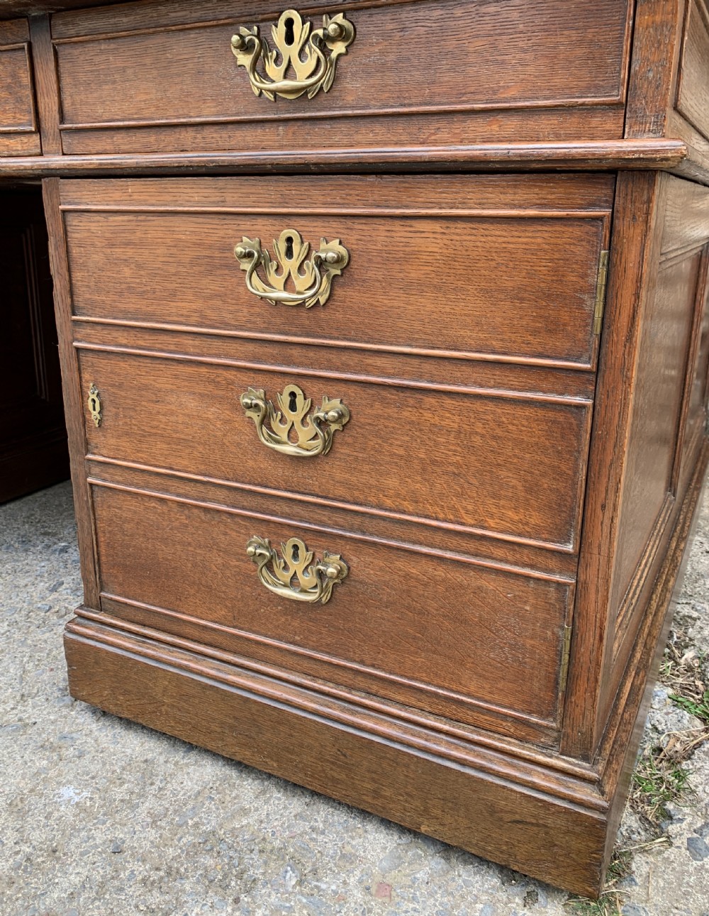 Huge Antique Victorian Oak Partners Desk View XVIII