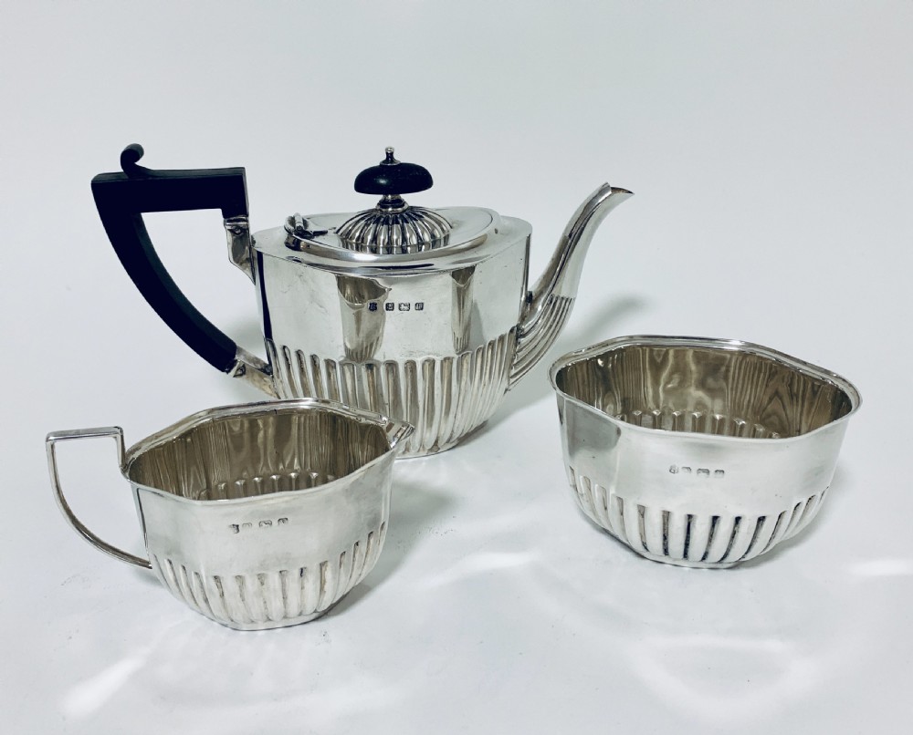 Antique Solid Sterling Silver Bachelors Tea Set Service 