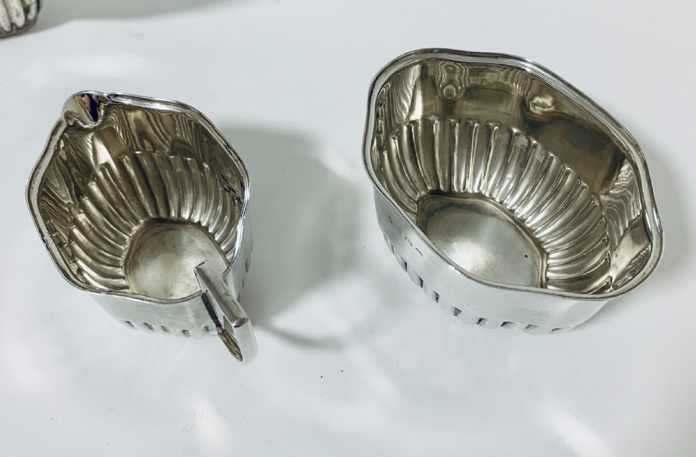 Antique Solid Sterling Silver Bachelors Tea Set Service  View V
