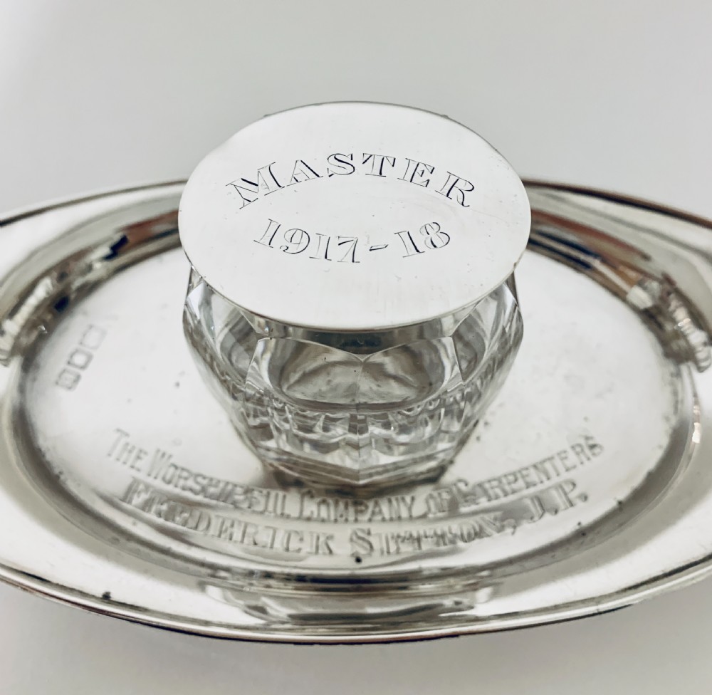 Antique Solid Sterling Silver Desktop Inkwell View IV
