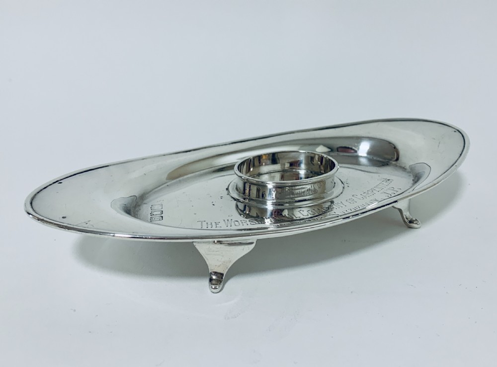 Antique Solid Sterling Silver Desktop Inkwell View VII