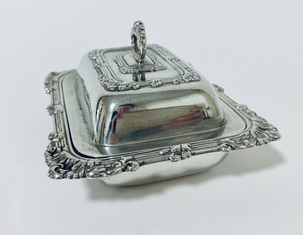 Antique Solid Sterling Silver Butter Dish & Cover  View IV