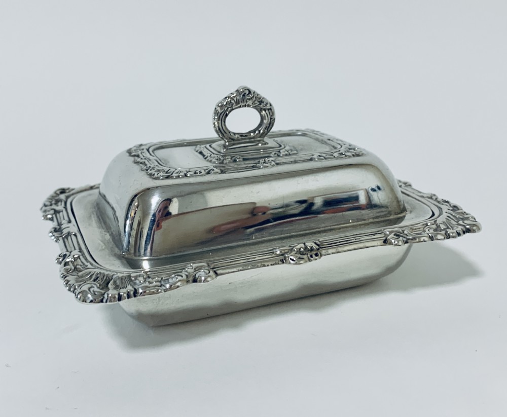Antique Solid Sterling Silver Butter Dish & Cover  View V