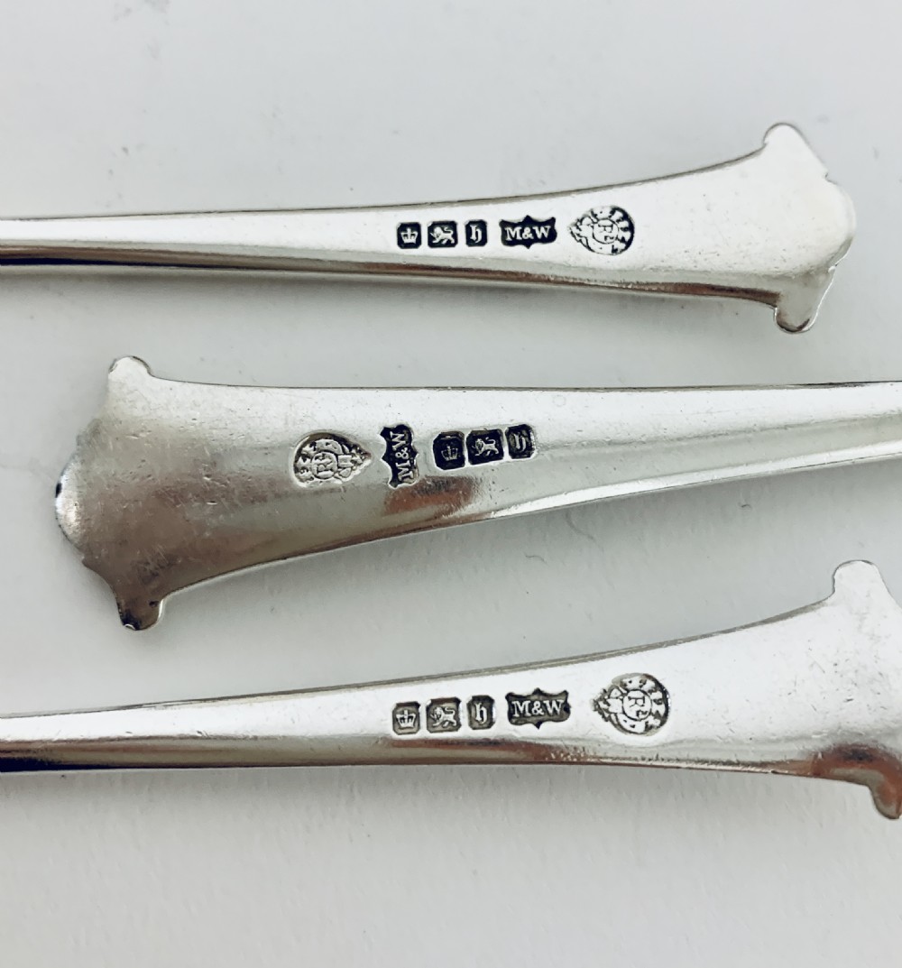 Antique Victorian Solid Silver Jam Spoon, Butter Knife & Pickle Fork Set View VII